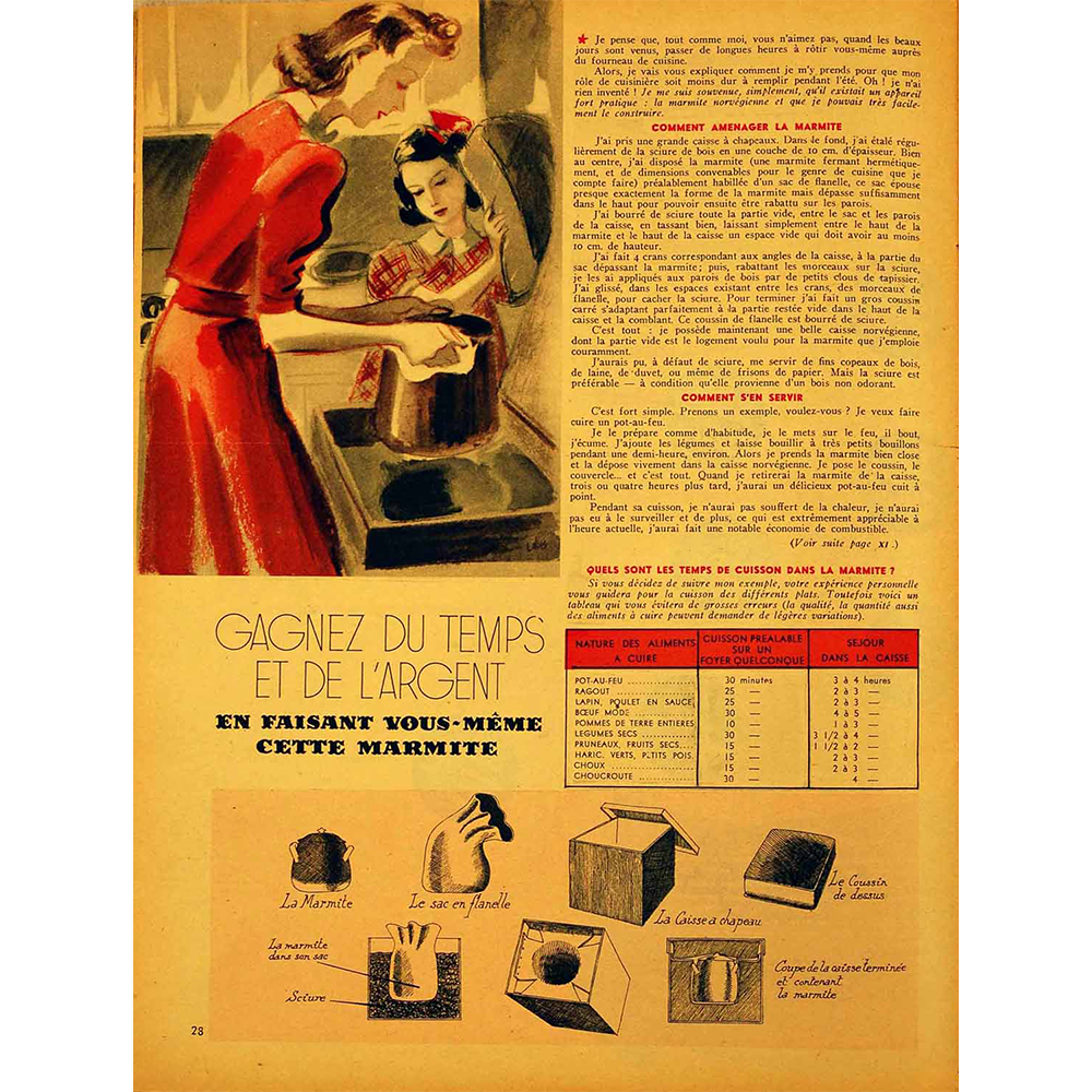 Feuille ancienne marmite norvegienne temps de cuisson