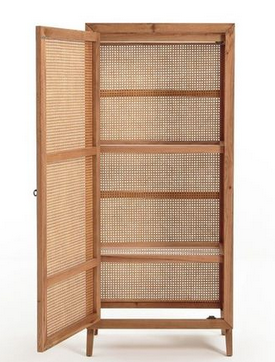 armoire en bois et cannage sèche linge