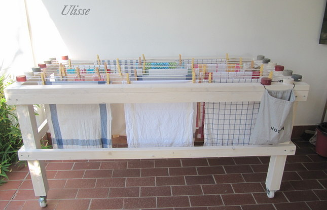 etendoir a roulette en bois petit modele